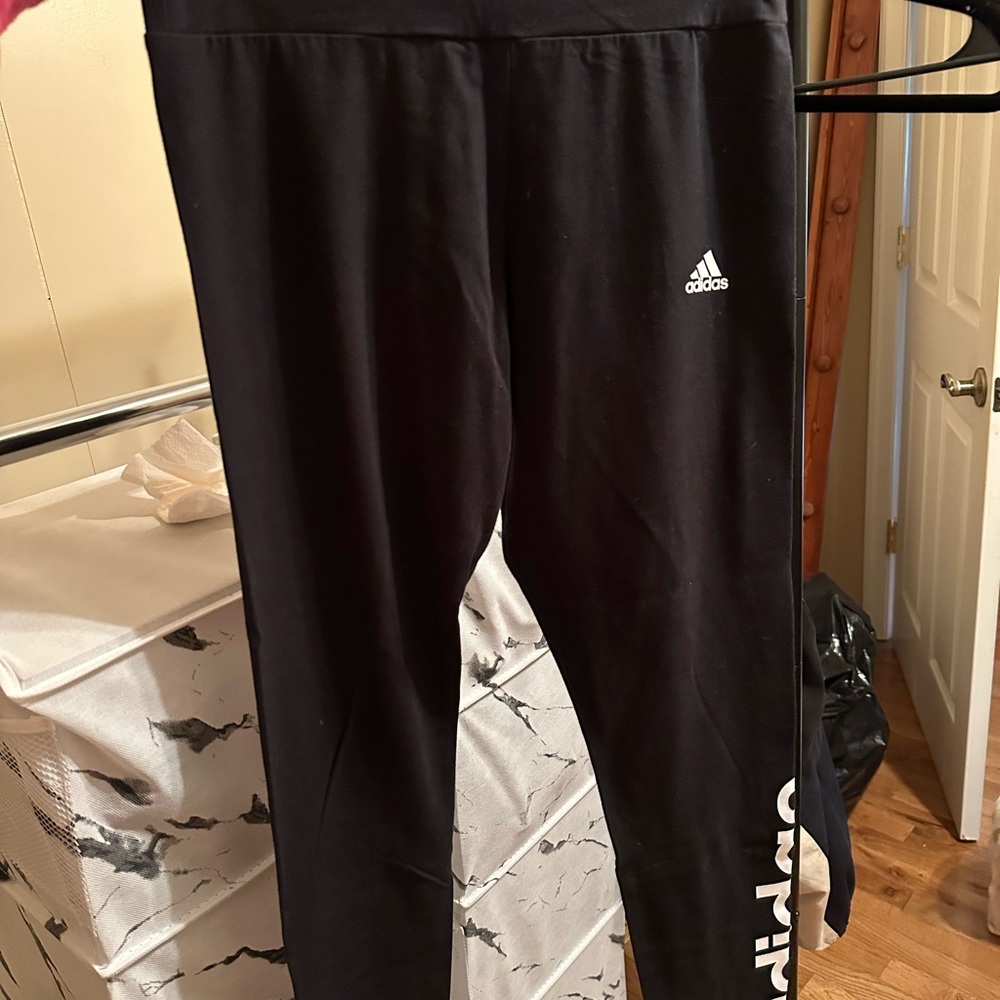 Adidas Black Leggings with Iconic Logo and Athletic Style